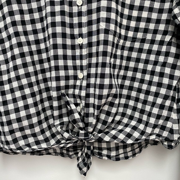 J Crew Gingham Tie Front Button up - Picture 3 of 7
